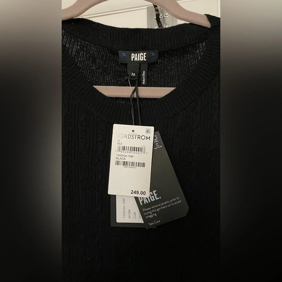 NWT Paige Black Pointelle Knit Sleeveless Midi Dress Size Medium - Picture 4 of 11